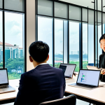 Home 6 글로벌브릿지와 아시아 태평양 경제 - **
"Modern co-working space in Singapore, Italian and Singaporean business people collaborating on ...